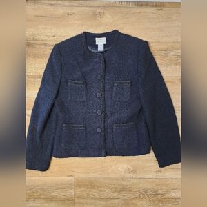 Vintage Susan Bristol Boiled Wool Felted Blazer Jacket Women's 10 PETITE Crochet